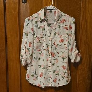 EXPRESS Floral Button-Up Blouse